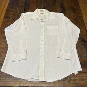 LL Bean Mens White Long Sleeve Button Down Shirt Single Needle Size 17 1/2 33